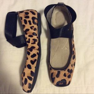 Jessica Simpson leopard print calf hair flats